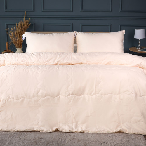 Летний постельный комплект №2978 Line Satin Light Pro 10-016 Creamy Silk (одеяло + 2 наволочки)