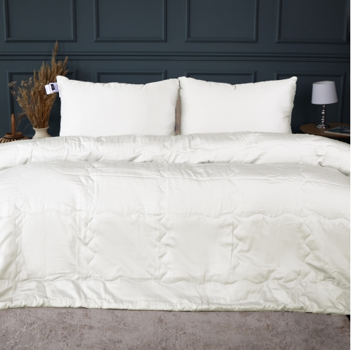 Літній постільний комплект №2985 Line Satin Premium 0001 Moko White 