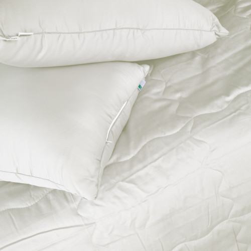 Летний постельный комплект №3006 Line Satin Premium 0001 Moko White Silk (одеяло + 2 наволочки) - 2