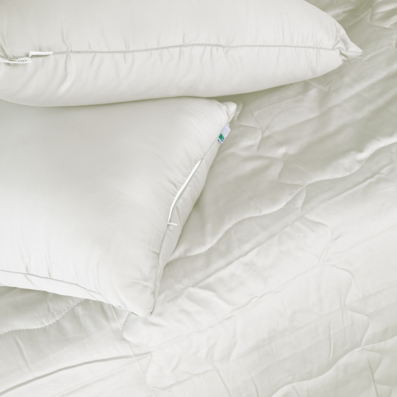 Літній постільний комплект №2991 Line Satin Premium 0001 Moko White "Modal" (ковдра + 2 наволочки) - 1