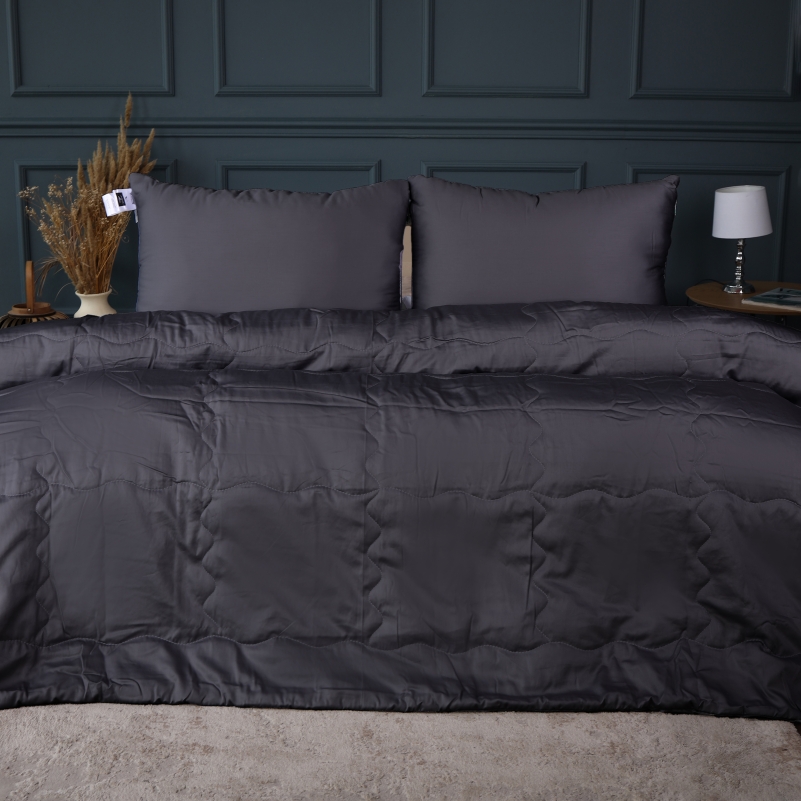 Літній постільний комплект №2990 Line Satin Premium 0240 Iron grey "Modal" (ковдра + 2 наволочки)