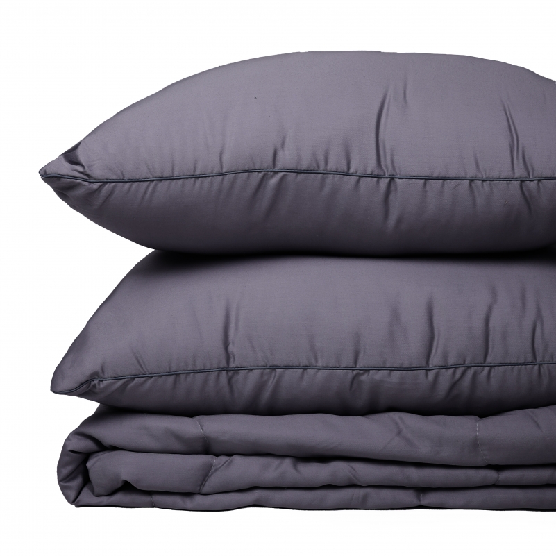 Літній постільний комплект №2990 Line Satin Premium 0240 Iron grey "Modal" (ковдра + 2 наволочки) - 5
