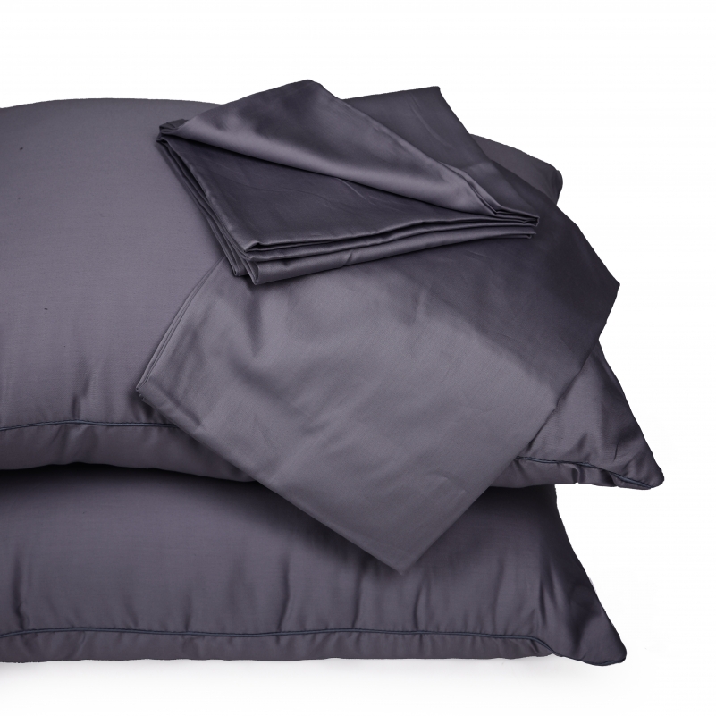 Літній постільний комплект №2990 Line Satin Premium 0240 Iron grey "Modal" (ковдра + 2 наволочки) - 6