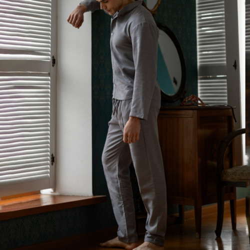 Піжама чоловіча Льон "Linen set" gray - 3