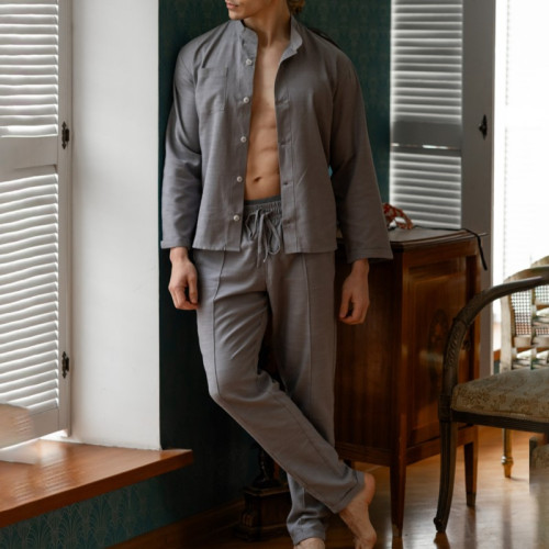 Піжама чоловіча Льон "Linen set" gray - 4