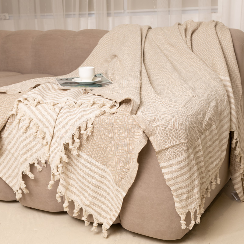 Покривало Б "Organic Comfort Large beige rhombus"