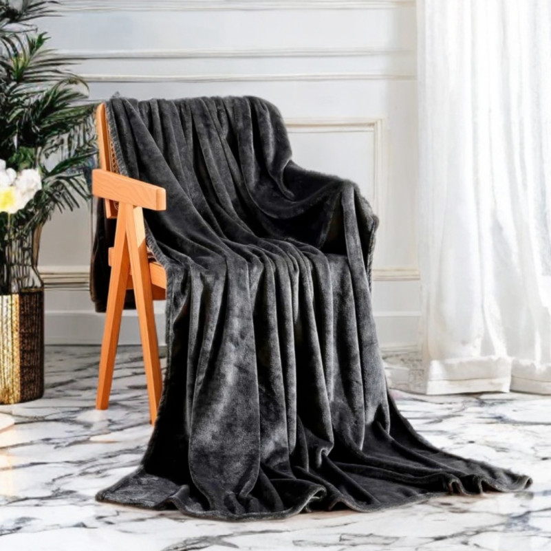 Плед М "Plaid fleece dark gray"