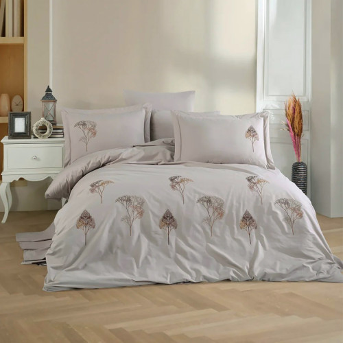 Комплект постільної білизни С №104 Poplin twig design beige - 2