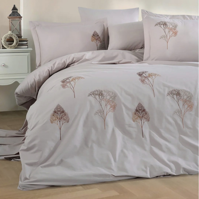 Комплект постільної білизни С №104 Poplin twig design beige - 2