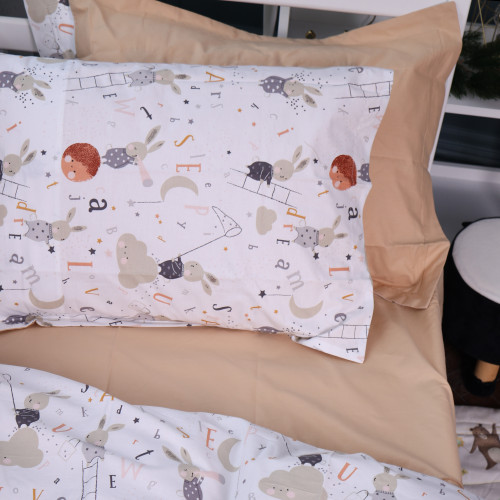 Простирадло на гумці Poplin Line Kids Time 06 "Rabbit Alphabet" - висота 25 см (дитячі 10 см) - 3