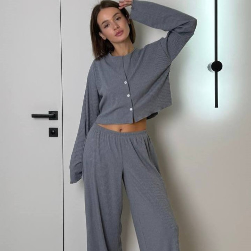 Пижама женская "Ribbed gray" трикотаж - 2
