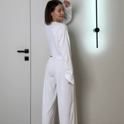 Піжама жіноча "Ribbed white" трикотаж - 2
