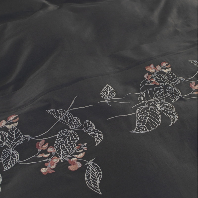 Комплект постільної білизни С Satin Elit "Blossom antrasit" - 2