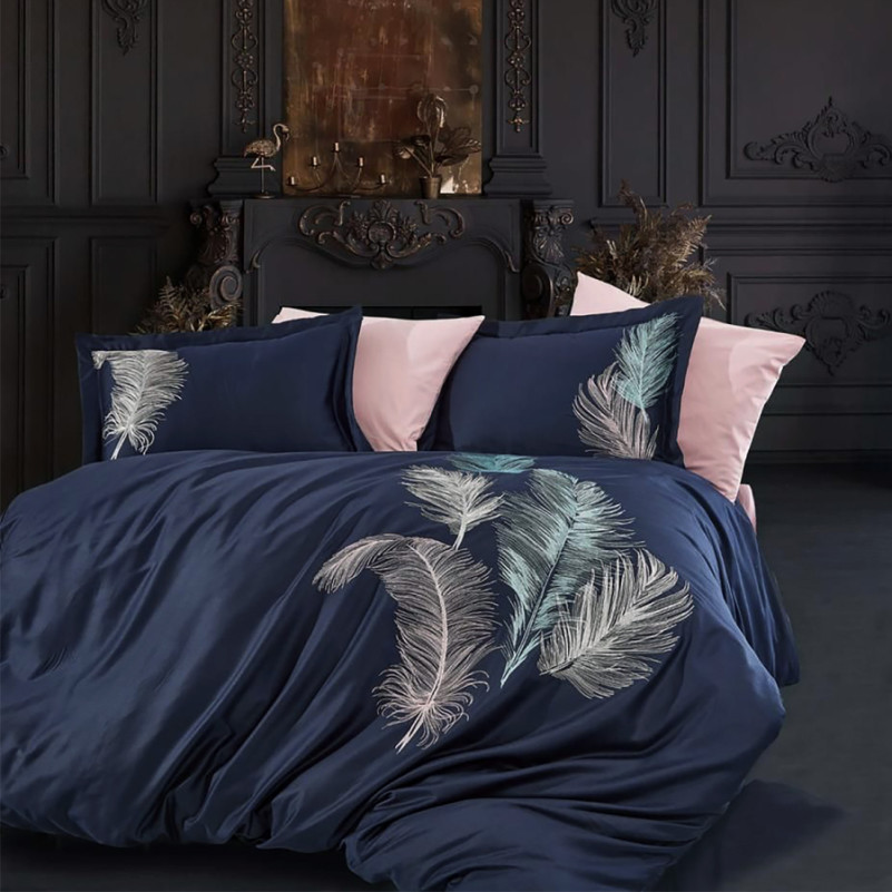 Комплект постільної білизни С Satin Elit "Feather blue" - 1