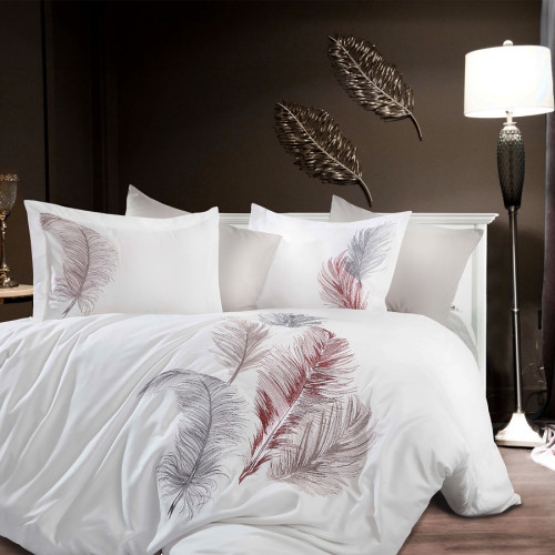 Комплект постельного белья С Satin Elit "Feather white" - 2