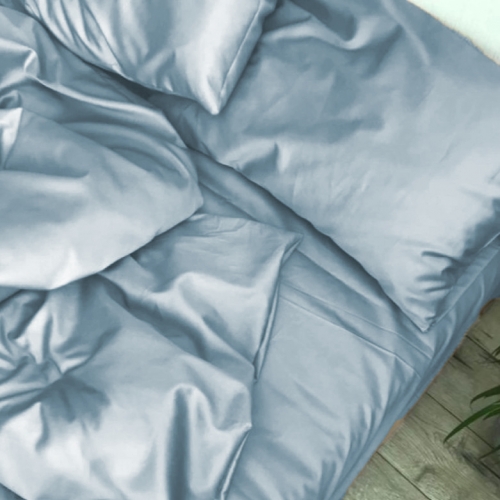 Простирадло на гумці Satin Light Pro 10-019 Gray-blue - висота 25 см (дитячі10 см)