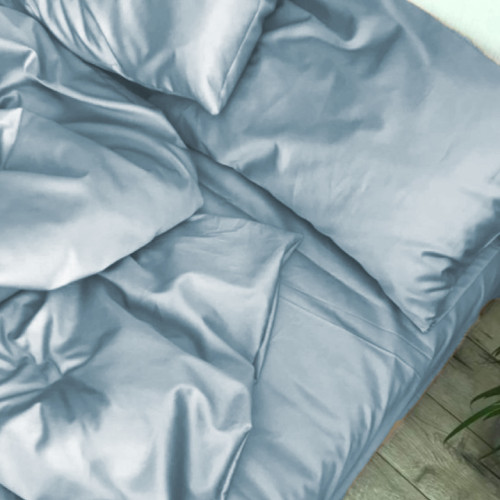 Простынь на резинке Satin Light Pro 10-019 Gray-blue  - высота 25 см (детские 10 см)