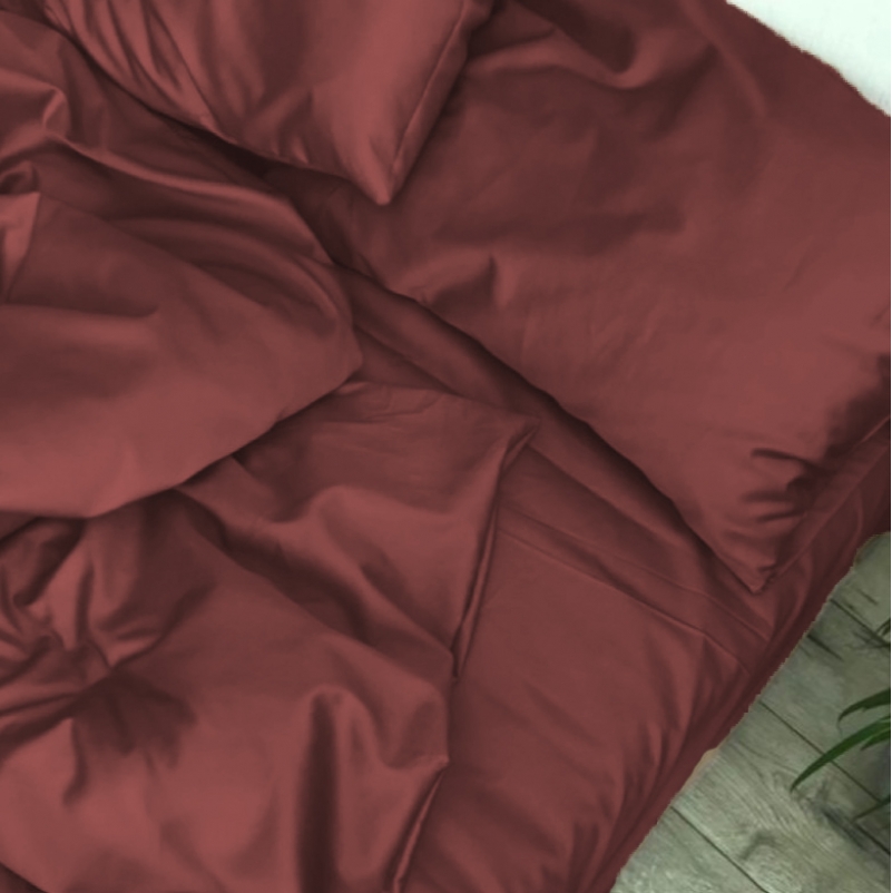 Комплект постільної білизни Satin Light Pro 10-021 Brick red - 2
