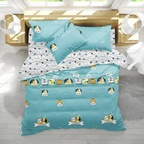 Наволочка Бязь 17-0518 Cat-dog blue