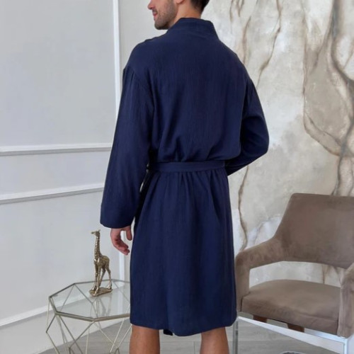 Халат чоловічий С "Soft Muslin" dark blue - 2