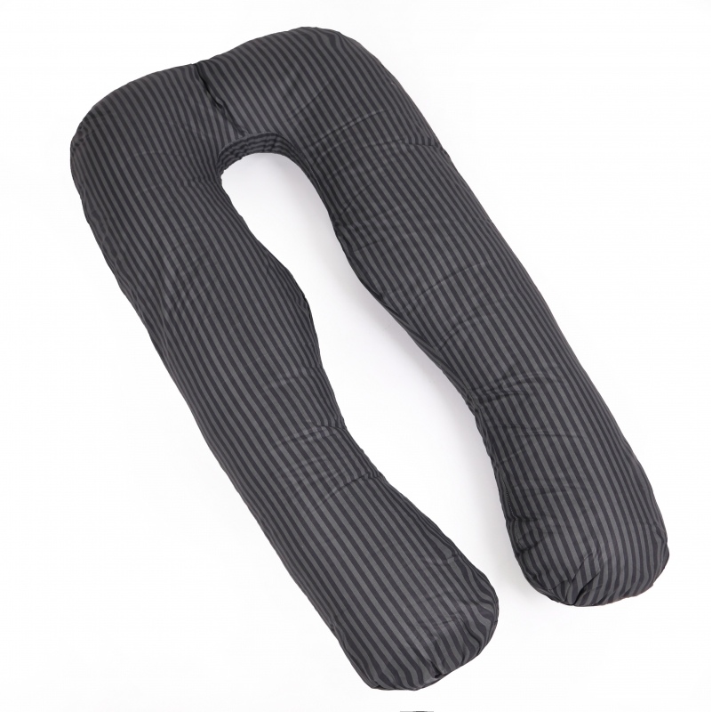 Подушка для вагітних та відпочинку U-подібна №5031 Color Line 17-0611 Stripe Black EcoSilk бязь - 5