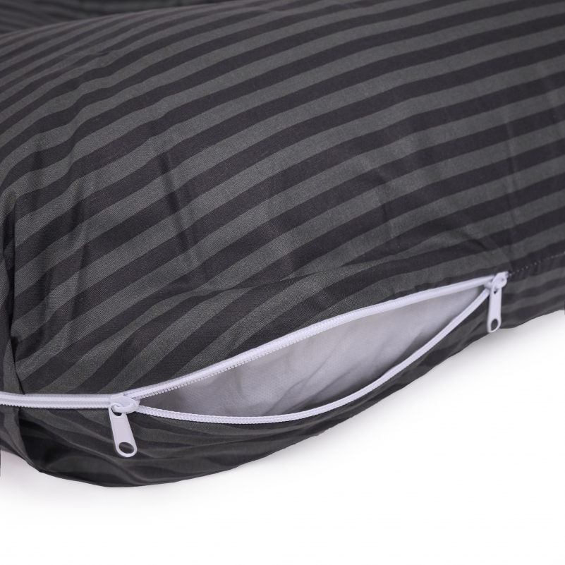 Подушка для вагітних та відпочинку U-подібна №5031 Color Line 17-0611 Stripe Black EcoSilk бязь - 6
