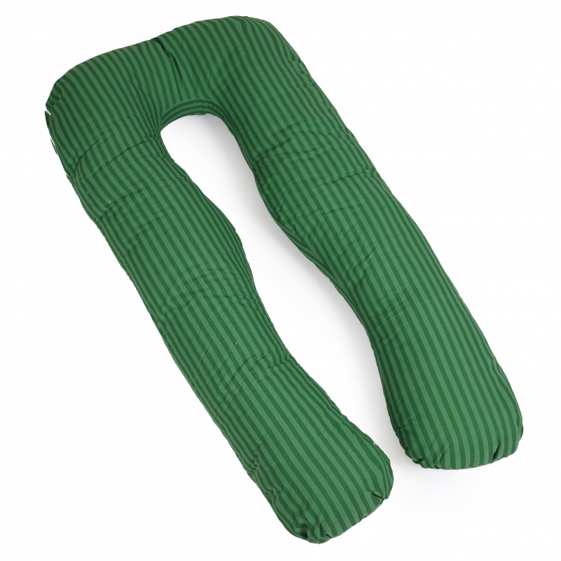 Подушка для вагітних та відпочинку U-подібна №5029 Color Line 17-0612 Stripe Emerald EcoSilk бязь - 5