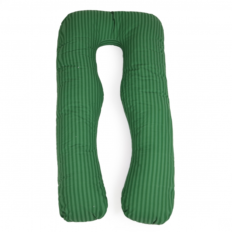 Подушка для вагітних та відпочинку U-подібна №5029 Color Line 17-0612 Stripe Emerald EcoSilk бязь