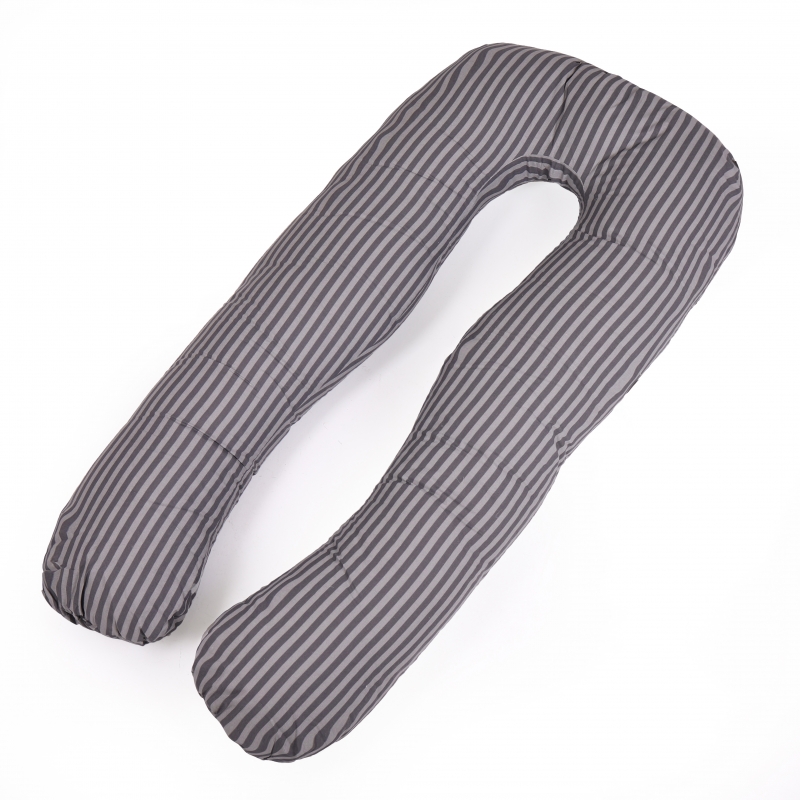 Подушка для вагітних та відпочинку U-подібна №5030 Color Line 17-0601 Stripe Gray EcoSilk бязь - 5