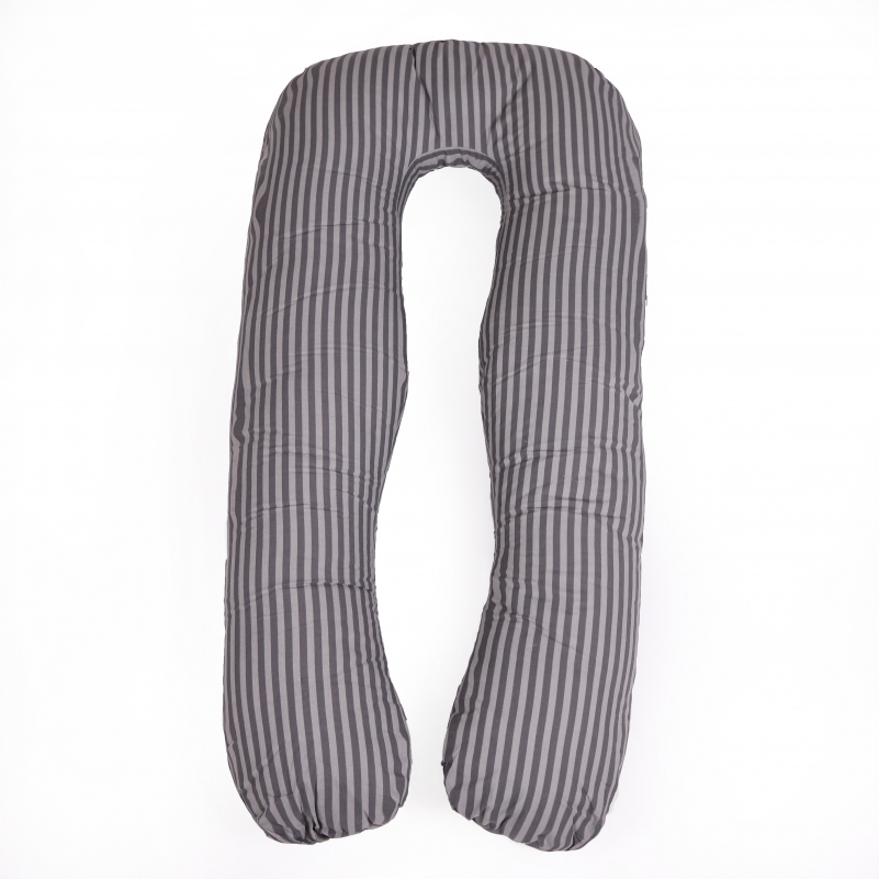 Подушка для вагітних та відпочинку U-подібна №5030 Color Line 17-0601 Stripe Gray EcoSilk бязь