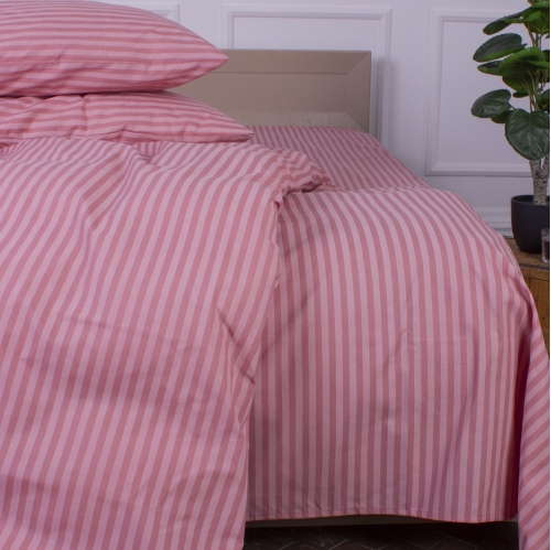Простирадло Ranforce Elite 17-0607 Stripe Pink на резинці висота 25 см (дитячі 10 см)