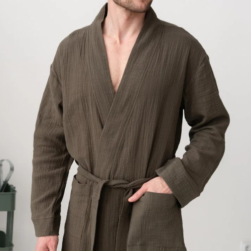 Халат чоловічий С "Textured Muslin" khaki - 2