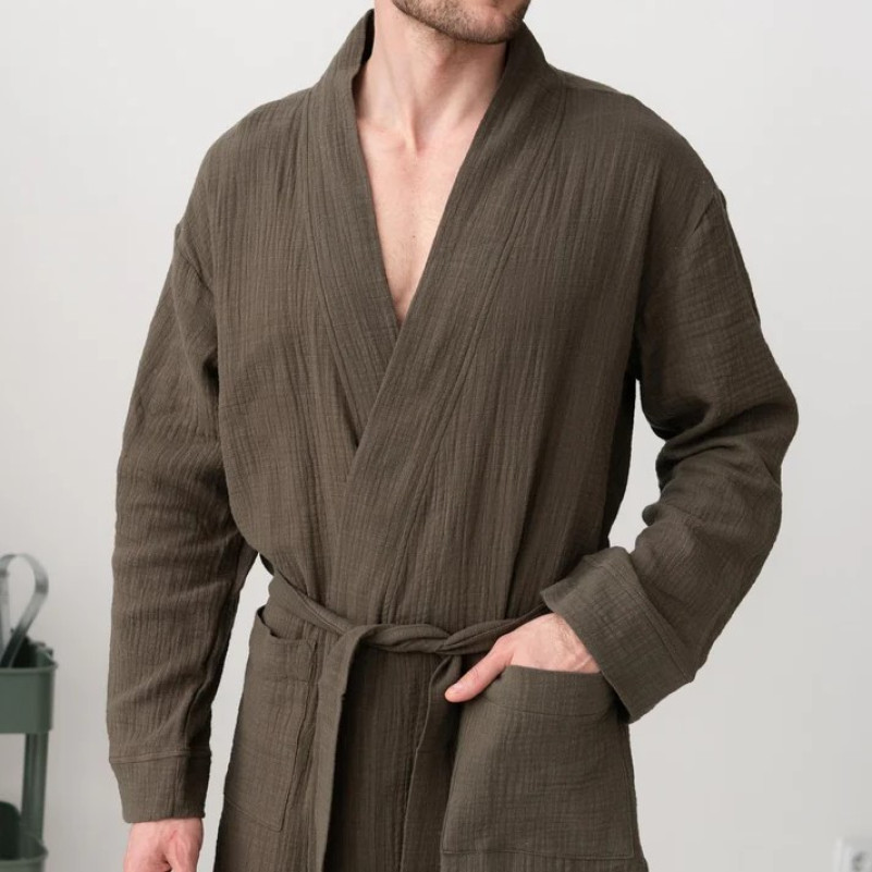 Халат чоловічий С "Textured Muslin" khaki - 1