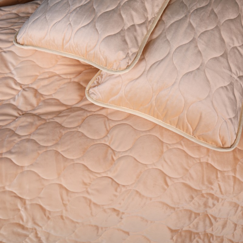 Набор покрывало + наволочки 2 шт №5050 Velor charm Beige - 7