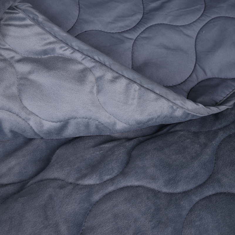 Набор покрывало + наволочки 2 шт №5052 Velor charm Dark grey - 1