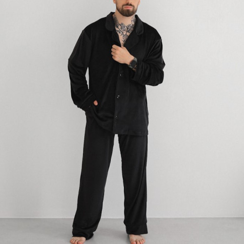  Пижама мужская Велюр "Welour set" black