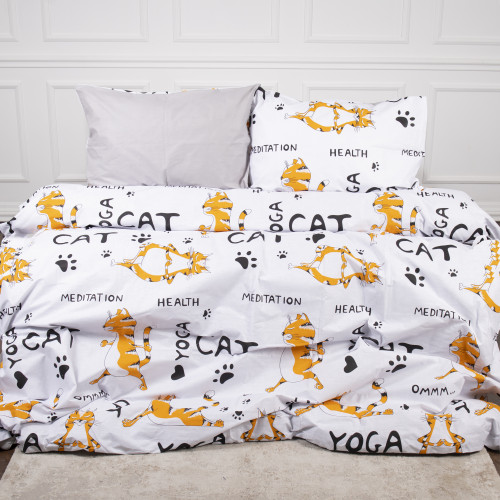 Комплект постельного белья MirSon Ranforce Elite 17-0627 Yoga Cat Grey