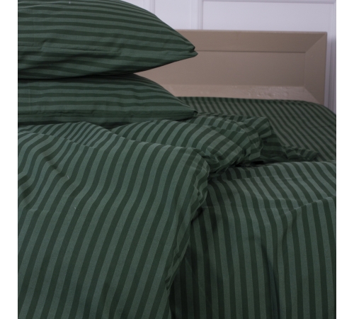 Простирадло Ranforce Elite 17-0612 Stripe Emerald на резинці висота 25 см (дитячі 10 см)