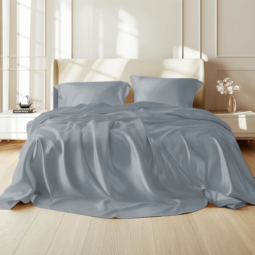 Комплект постельного белья 100% натуральный шелк сорт Mulberry 30-01 gray-blue