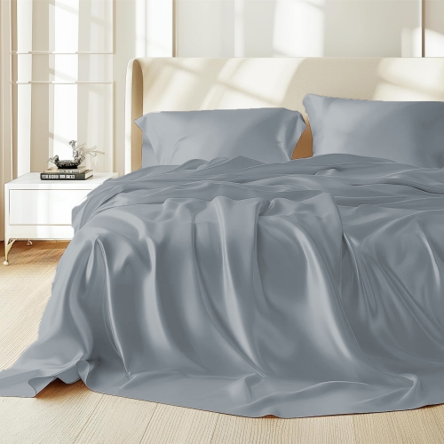 Комплект постельного белья 100% натуральный шелк сорт Mulberry 30-01 gray-blue