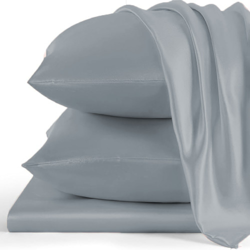Комплект постільної білизни 100% натуральний шовк сорт Mulberry 30-01 gray-blue - 4