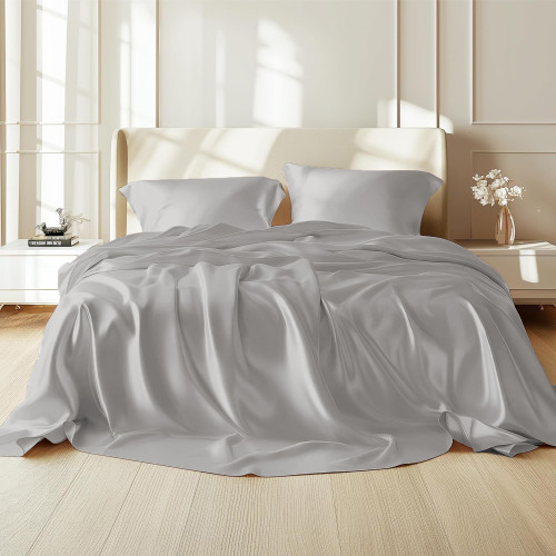 Комплект постельного белья 100% натуральный шелк сорт Mulberry 30-04 gray pearl