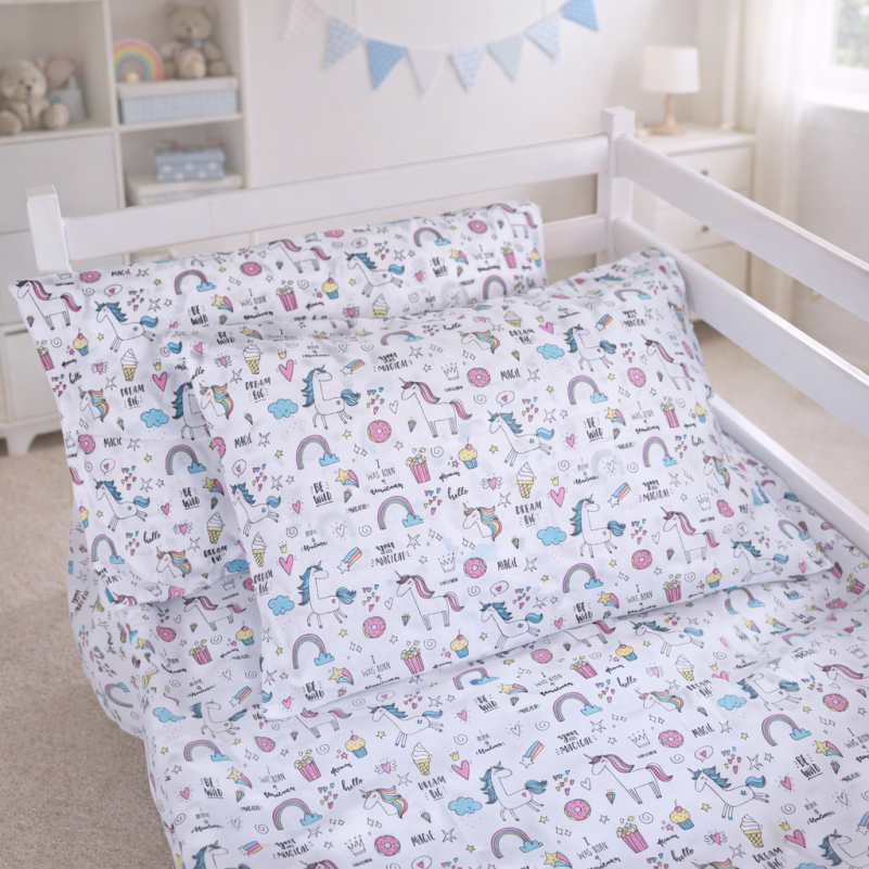 Наволочка Бязь 17-0932 Tiny Unicorn pink