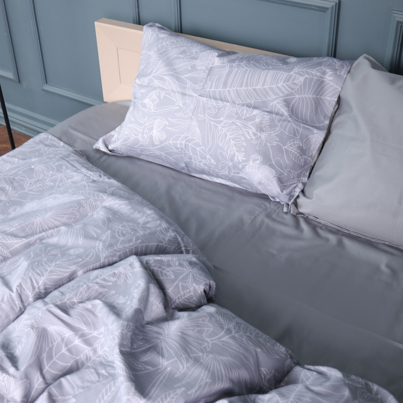 Комплект постельного белья Сатин JUNIOR 22-1428 Leafsong gray - 2
