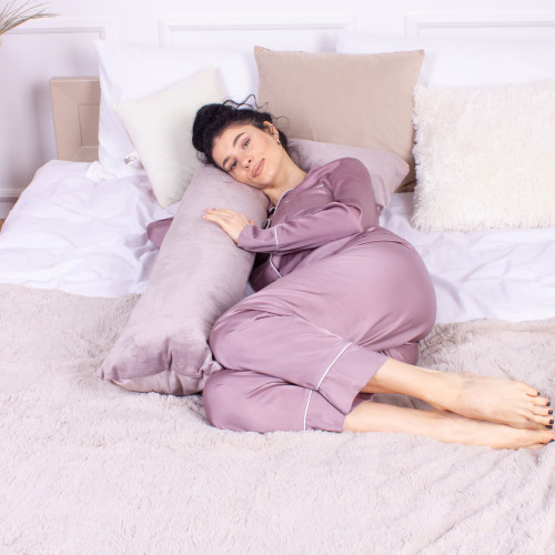 Подушка для вагітних та відпочинку Г-подібна №8457 Velvet Line 28-0005 Ashen EcoSilk велюр