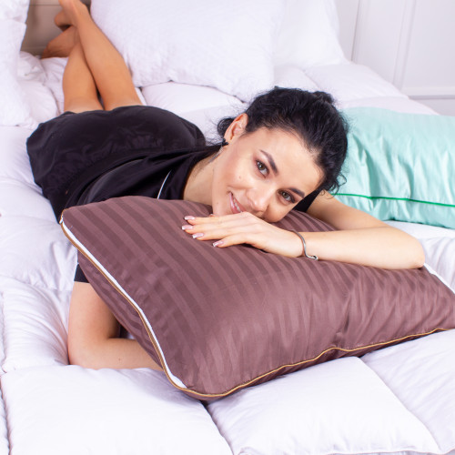 Подушка (стружка Memory) №4015 Satin Stripe 30-0006 Dark Brown Women 59*43*10 см - 2