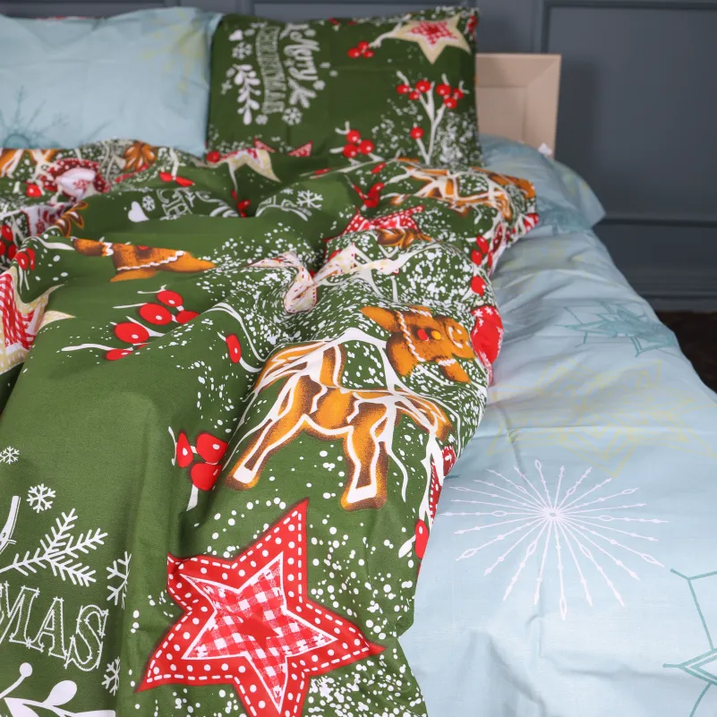 Комплект постельного белья Бязь JUNIOR 17-0881 Holiday Star green - 3