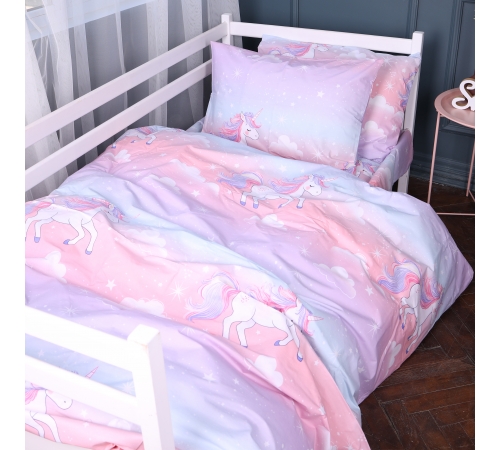Детское постельное белье  Бязь Kids Time 17-0790 Единорог на радуге