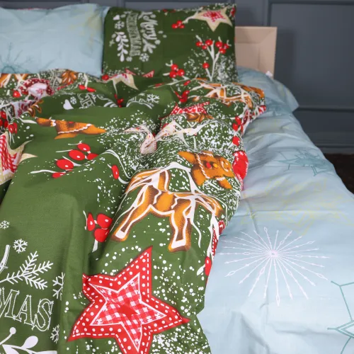 Комплект постельного белья Ranforce Elite JUNIOR 17-0881 Holiday Star green - 4