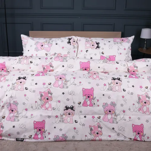 Комплект постельного белья Ranforce Elite TEENAGER 17-0776 Magic cats pink